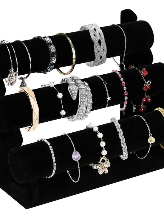 Other - Velvet Bracelet Holder with 3 Tier Rack, Black Detachable Jewelry Display Stand